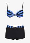 Niebiesko-Czarne  Bikini Dwuczęściowe Stanik z Usztywnionymi Miseczkami Szorty z Paskiem Vivadia
