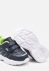Granatowe Płaskie Buty Sportowe Sneakersy na Rzep z Ozdobnymi Przeszyciami Tinalynne