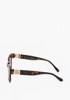 Brązowe Okulary Przeciwsłoneczne ze Złotymi Aplikacjami i Cyrkoniami Tinarosse