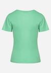 Zielony Bawełniany T-shirt z Nadrukiem w Kształcie Serc Gennea