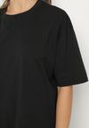 Czarny Bawełniany T-shirt Koszulka z Krótkim Rękawem Bevima