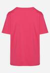 Różowy Klasyczny Bawełniany T-shirt z Napisem z Cyrkonii Taronea
