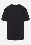 Czarny Klasyczny Bawełniany T-shirt z Wakacyjnym Nadrukiem Zaronea