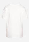 Biały Bawełniany T-shirt Ozdobiony Cyrkoniami Jolinea