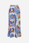 Niebieskie Szerokie Wiskozowe Spodnie Tie-Dye z Wysokim Stanem i Gumką w Pasie Risanias