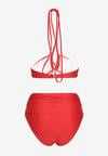Czerwone Bikini 2-Częściowe Stanik Wiązany na Szyi Figi z Podwyższonym Stanem Tegelia