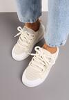 Beżowe Sneakersy Trampki na Grubej Podeszwie z Szerokimi Sznurówkami Lindnesa