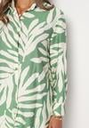 Zielony Wiskozowy Komplet Koszula z Długim Rękawem Spodnie z Elastyczną Gumką w Talii Oseria