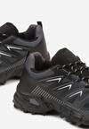 Czarno-Szare Sznurowane Płaskie Buty Sportowe z Geometrycznym Wzorem Brefoa