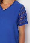 Granatowa Bluzka z Ażurowym Zdobieniem Avel