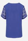 Granatowa Bluzka z Ażurowym Zdobieniem Avel
