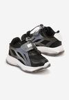 Czarne Buty Sportowe Sneakersy na Płaskiej Podeszwie ze Skórzaną Wkładką i Perforacją Amelba