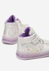 Fioletowe Płaskie Buty Sportowe Sneakersy ze Skórzaną Wkładką w Gwiazdki z Brokatem Jocelv
