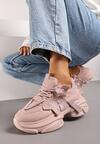 Różowe Sneakersy na Grubej Podeszwie z Ozdobnymi Sznurówkami Moraza