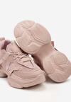 Różowe Sneakersy na Grubej Podeszwie z Ozdobnymi Sznurówkami Moraza