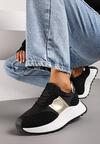 Czarne Sneakersy na Grubej Podeszwie z Metalicznymi Wstawkami Benara