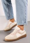 Beżowo-Różowe Sneakersy na Grubej Podeszwie z Ozdobnymi Wstawkami Galivia
