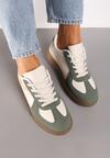 Zielone Sneakersy na Grubej Podeszwie z Ozdobnymi Wstawkami Galivia