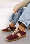 Bordowe Płaskie Buty Sportowe Sneakersy Ozdobione Przeszyciami Moraja