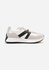 Białe Płaskie Sneakersy z Geometrycznym Wzorem Nawla