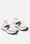 Białe Płaskie Sneakersy z Geometrycznym Wzorem Nawla