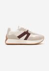 Beżowo-Bordowe Płaskie Buty Sportowe Sneakersy z Geometrycznym Wzorem Nawla