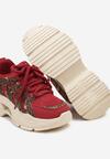 Bordowe Brokatowe Sneakersy na Grubej Podeszwie Wlanna