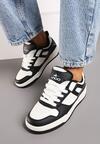 Czarno-Białe Płaskie Sznurowane Sneakersy Ozdobione Tłoczeniami Vlirina