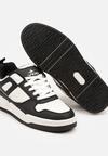 Czarno-Białe Płaskie Sznurowane Buty Sportowe Sneakersy z Geometrycznym Wzorem Eliraya