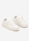 Białe Płaskie Sznurowane Buty Sportowe Sneakersy z Geometrycznym Wzorem Eliraya