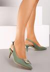 Zielone Czółenka na Szpilce Bez Pięty z Metaliczną Aplikacją Vlitina