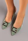 Zielone Czółenka na Szpilce Bez Pięty z Metaliczną Aplikacją Vlitina