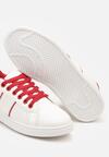 Biało-Czerwone Płaskie Sneakersy ze Sznurowaniem Ozdobione Paskami Elithna
