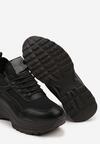 Czarne Sneakersy na Ukrytym Koturnie z Metalicznymi Wstawkami Vlivina