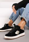 Czarne Sneakersy z Naszywką z Serduszkami Musitala