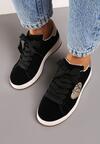 Czarne Sneakersy z Naszywką z Serduszkami Musitala