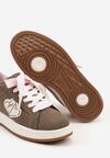Ciemnobeżowe Sneakersy z Naszywką z Serduszkami Musitala