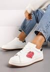 Białe Sneakersy z Naszywką z Serduszkami Musitala