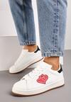 Białe Sneakersy z Naszywką z Serduszkami Musitala