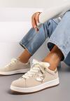 Beżowe Sneakersy z Naszywką z Serduszkami Musitala