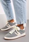 Szare Płaskie Sneakersy z Geometrycznym Zdobieniem Armeria