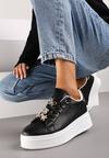 Czarne Płaskie Sneakersy z Metalicznymi Aplikacjami 3D Mivita