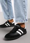 Czarne Płaskie Skórzane Sneakersy Ozdobione Paskami Navilen