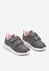 Szare Płaskie Buty Sportowe Sneakersy Zapinane na Rzepy z Geometrycznym Wzorem Elinari