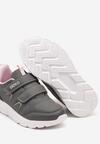 Szare Płaskie Buty Sportowe Sneakersy Zapinane na Rzepy z Geometrycznym Wzorem Elinari