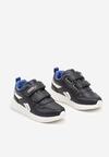 Niebieskie Płaskie Buty Sportowe Sneakersy z Ozdobnymi Paskami na Rzepy Elinaya