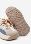 Ciemnobeżowe Sznurowane Buty Sportowe Sneakersy na Grubej Podeszwie Ozdobione Paskami Petaria