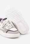 Biało-Fioletowe Klasyczne Płaskie Buty Sportowe Sneakersy ze Skórzaną Wkładką Denaria