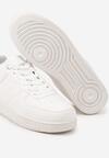 Białe Płaskie Sznurowane Buty Sportowe Sneakersy na Tłoczonej Podeszwie Milivina