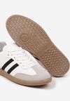 Biało-Czarne Płaskie Sneakersy Ozdobione Paskami Glaria